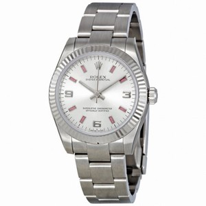 Rolex No Date Silver Dial 18kt White Gold Bezel  Watch 177234SAPSO