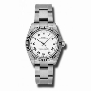 Rolex No-Date White Dial Automatic White Gold Bezel Stainless Steel Ladies Watch 177234WRO