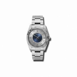 Rolex Oyster Perpetual 36 mm Silver Dial With Blue Center Dial Stainless Steel Rolex Oyster Automatic Men's Watch 116034SBLAO