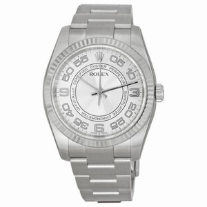 Rolex Oyster Perpetual 36 mm Silver Concentric Dial Stainless Steel Rolex Oyster Automatic Men's Watch 116034SCAO