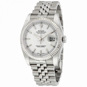 Rolex Datejust White Index Dial 18k White Gold Fluted Bezel Jubilee Bracelet Men's Watch 116234WSJ