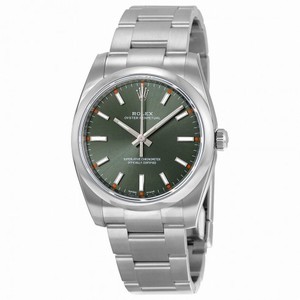 Rolex Oyster Perpetual 34 Green Olive Dial Stainless Steel Rolex Oyster Automatic Unisex Watch 114200GNSO