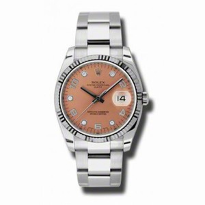 Rolex Oyster Perpetual Date Pink Dial Fluted 18k White Gold