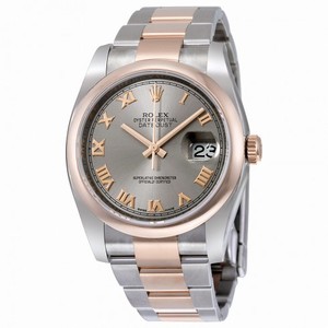 Rolex Oyster Perpetual Datejust 36 Grey Dial Stainless Steel and 18K Everose Gold Rolex Oyster Automatic Men's Watch 116201GYRO