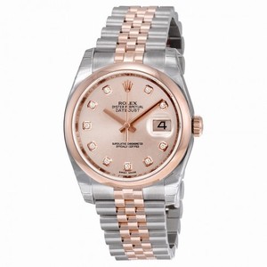 Rolex Oyster Perpetual Datejust 36 Pink Dial Stainless Steel and 18K Everose Gold Rolex Jubilee Automatic Ladies Watch 116201PDJ