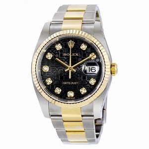Rolex Oyster Perpetual Datejust 36 Black Jubilee Dial Stainless Steel and 18K Yellow Gold Rolex Oyster Automatic Men's Watch 116233BKJDO