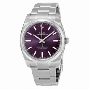 Rolex Oyster Perpetual 34 Purple Grape Dial Stainless Steel Rolex Oyster Automatic Unisex Watch 114200RGSO