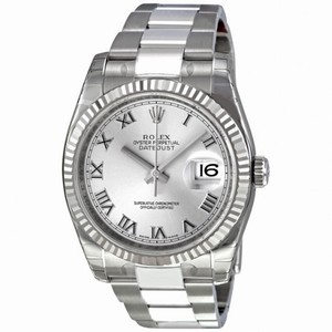 Rolex Perpetual Datejust Rhodium Dial Stainless Steel 18kt White Gold Men's Watch 116234RRO