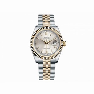 Rolex Silver Dial 18 Carat Yellow Gold and Stainless Steel Automatic Ladies Watch 178273SSJ