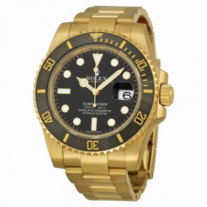 Rolex Submariner Black Index Dial Oyster Bracelet 18kt Yellow Gold Men's Watch 116618BKSO