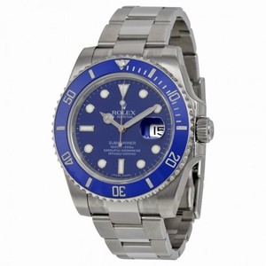 Rolex Submariner Blue Index Dial Oyster Bracelet 18kt White Gold Men's Watch 116619BLSO