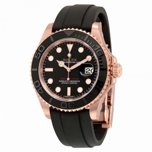 Rolex Yacht-Master Automatic Black Dial 18kt Everose Gold Black Rubber Strap Men's Watch 116655BKSRS