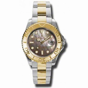 Rolex Yacht-Master Black Mother of Pearl Dial 18 Carat Yellow Gold and Stainless Steel Automatic Unisex Watch 168623BMSO
