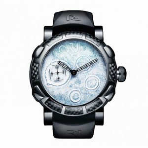 Romain Jerome Moon Dust Black Mood White Dial Black Rubber Men's Watch MWFBBBBB00