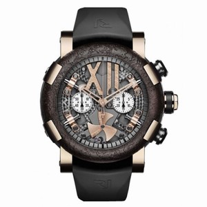 Romain Jerome Steampunk Red Chrono Dark Grey Dial Black Rubber Men's Watch RJTCHSP00301