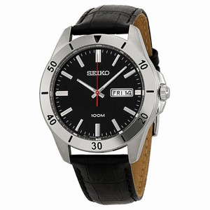 Seiko Black Dial Stainelss Steel Black Leather Men's Watch SGGA75P2