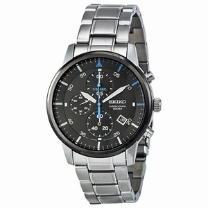 Seiko Chronograph Black Dial Stainless Steel Men's Watch SNDE07