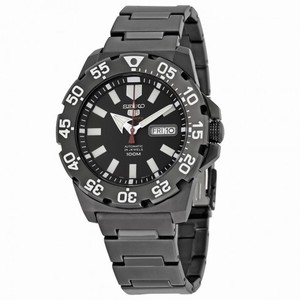 Seiko 5 Automatic Black Dial Black Ion-plated Men's Watch SRP489K1