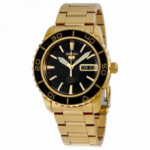 Seiko 5 Automatic Black Dial Gold-tone Men's Watch SNZH60