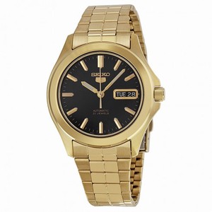 Seiko 5 Automatic Black Dial Gold-tone Men's Watch SNKL02