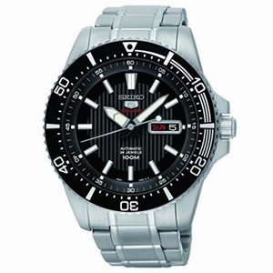 Seiko 5 Automatic Black Dial Stainless Steel Men's Watch SRP553