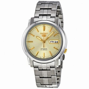 Seiko 5 Automatic Champagne Dial Link Bracelet Men's Watch SNKK69