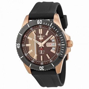 Seiko 5 Automatic Rose Dial Black Rubber Men's Watch SRP430