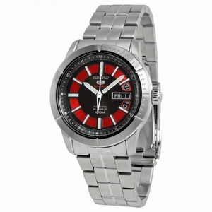 Seiko 5 Black And Red Dial Stainless Steel Men's Watch SRP339