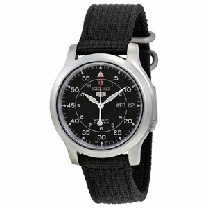 Seiko 5 Black Dial Black Canvas Automatic Men's Watch SNK809