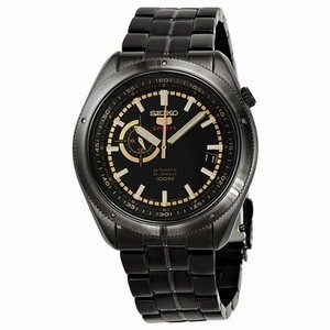 Seiko 5 Automatic Black Dial Black Ion-plated Men's Watch SSA071