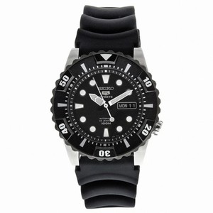 Seiko 5 Black Dial Black Rubber Automatic Men's Watch SNZJ19K2
