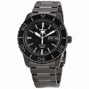 Seiko 5 Black Dial Black Stainless Steel Automatic Men's Watch SNZH59