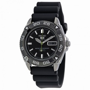 Seiko 5 Black Dial Rubber Strap Automatic Men's Watch SNZB23J2