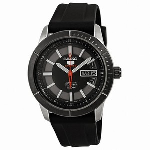 Seiko 5 Black Dial Stainless Steel Black Rubber Men's Watch SRP341K2