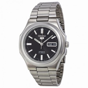 Seiko 5 Black Dial Stainless Steel Men's Watch SNKK47