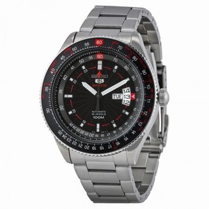Seiko 5 Black Dial Stainless Steel Men's Watches SRP613