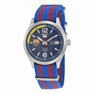 Seiko 5 FC Barcelona Blue Dial Nylon Strap Automatic Men's Watch SRP303