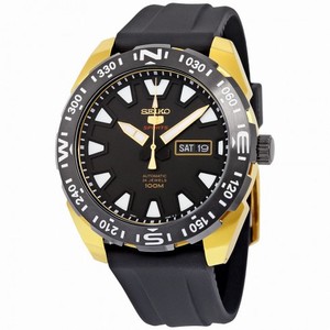 Seiko 5 Sport Automatic Black Dial Black Rubber Men's Watch SRP750