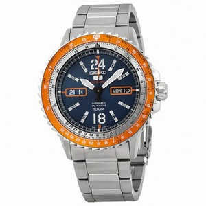 Seiko 5 Sport Automatic Blue Dial Orange Bezel Stainless Steel  Men's Watch SRP351