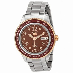 Seiko 5 Sport Automatic Brown Dial Two-tone Stainless Steel Ladies Watch SRP370