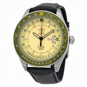 Seiko 5 Sports Automatic Beige Dial Black Lerather Men's Watch SRP615