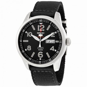 Seiko 5 Sports Automatic Black Dial Black Canvas Men's Watch SRP625