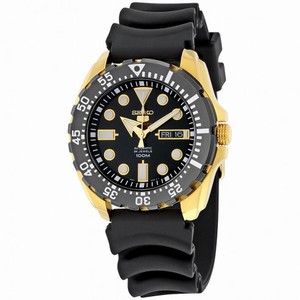 Seiko 5 Sports Automatic Black Dial Black Rubber Men's Sports Watch SRP608