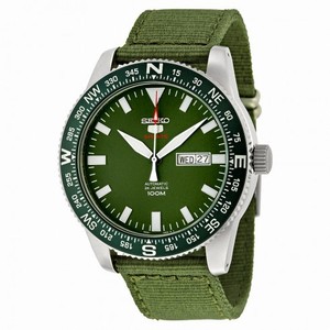 Seiko 5 Sports Automatic Green Dial Green Canvas Men's Watch SRP663