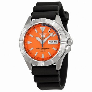 Seiko 5 Sports Automatic Orange Dial Stainless Steel Black Rubber Men's Watch SNZD29J1