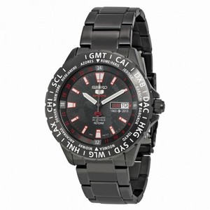 Seiko 5 Sports Black Dial Black-Tone Stainless Steel Men's Watch SRP437