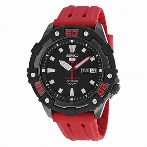 Seiko 5 SRP507 Limited Edition Black Dial Red Rubber Band Men's Watch SRP507