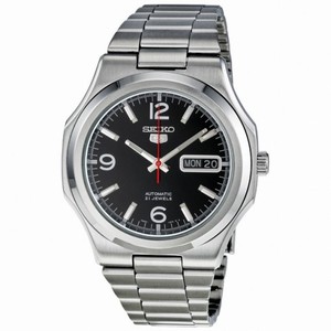 Seiko 5 Stainless Steel Black Dial Men's Watch SNKK59