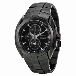 Seiko Arctura Chronograph Black Dial Black Ion-plated Men's Watch SNAD11
