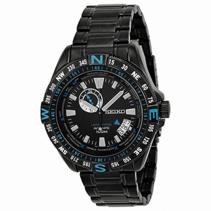 Seiko Automatic Black and Blue Dial Black PVD Stainless Steel Men's Watch SSA115